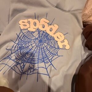 SP5DER Men's Sweater - Light Blue with Web Design